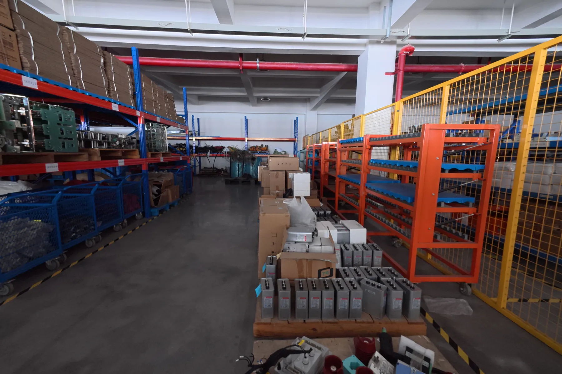Organized power product inventory inside a warehouse