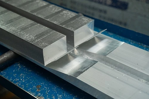 Aluminium heat sink sections before further machining