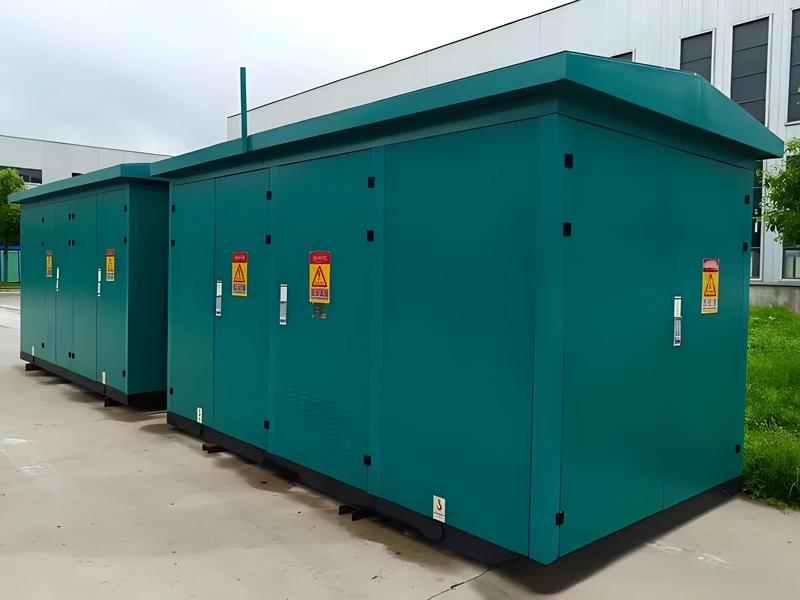 Assembled substation enclosure outside the factory