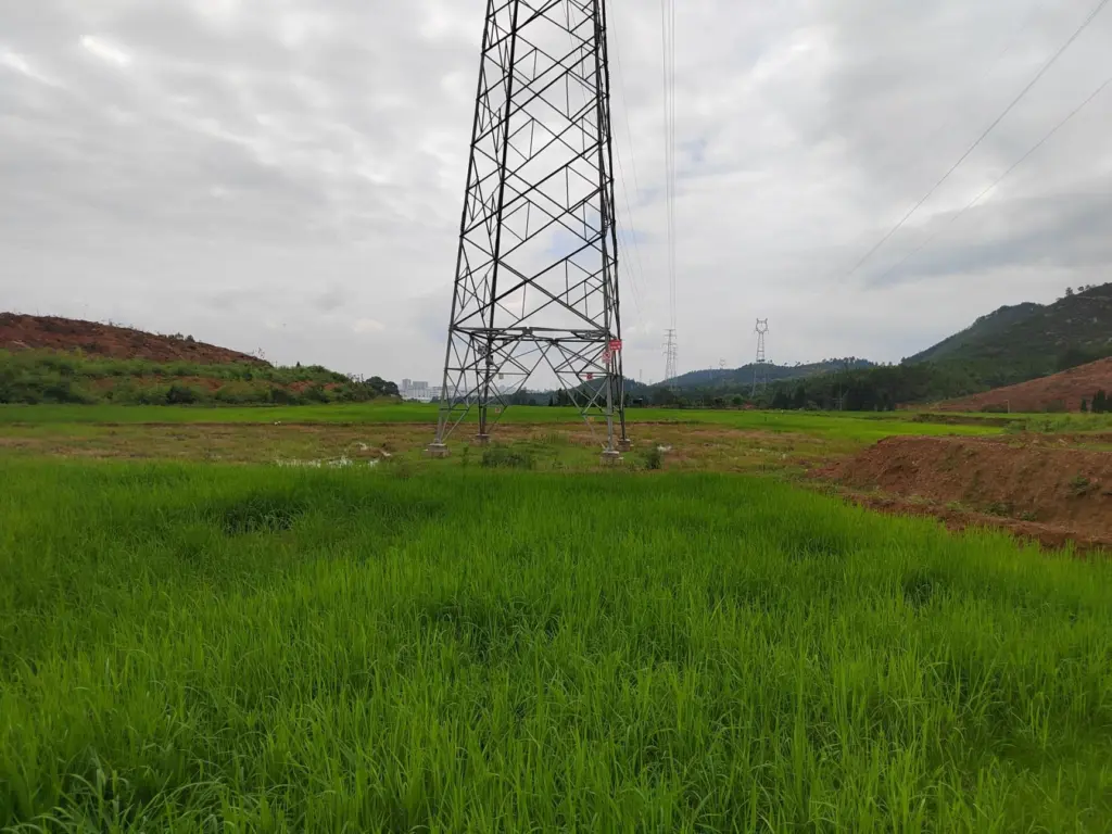 110kV transmission towers and outgoing-line works recorded near Ji'an Tianyu substation