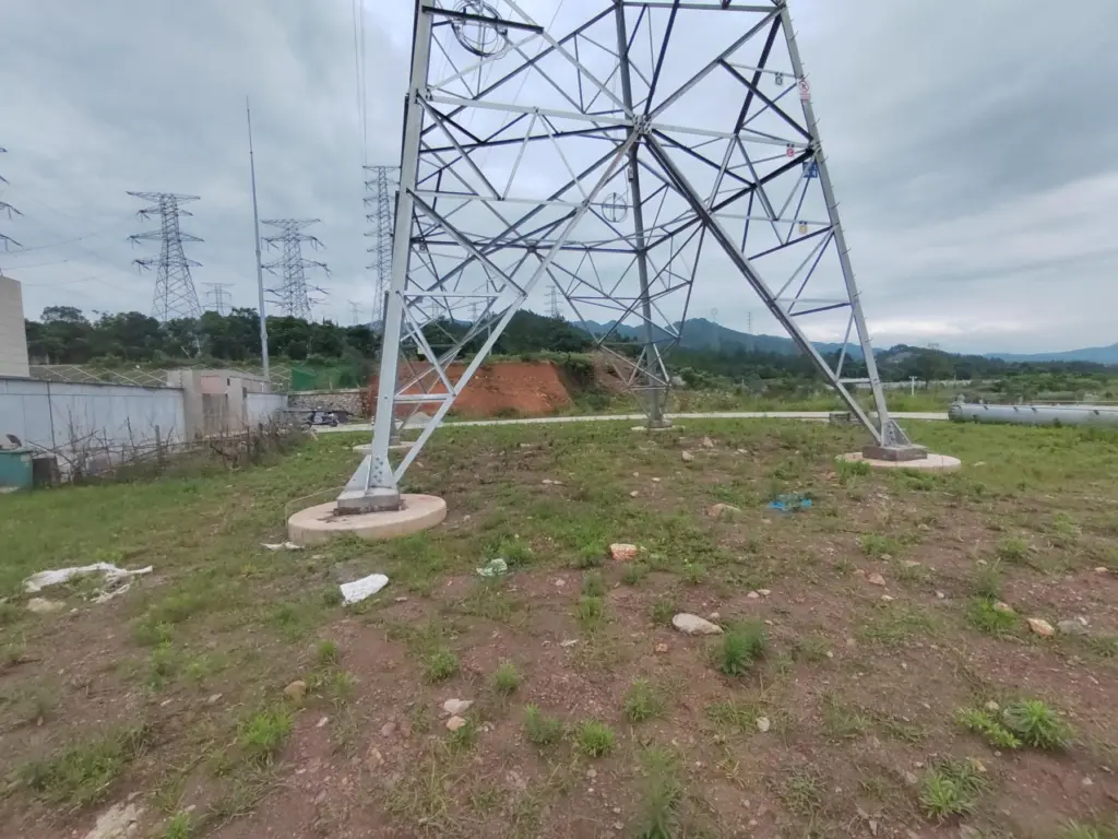 110kV transmission towers and outgoing-line works recorded near Ji'an Tianyu substation