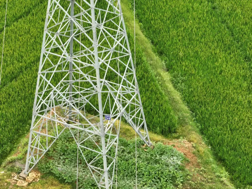 110kV transmission towers and outgoing-line works recorded near Ji'an Tianyu substation