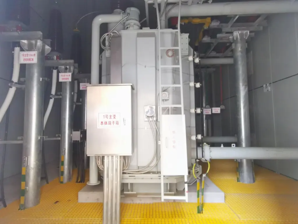 Indoor transformer equipment at the Jiuzhou Yunfei 110kV substation in Nanchang