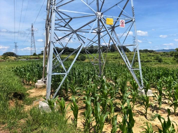 Hailong 110 kV line - tower No. 27 and foundation