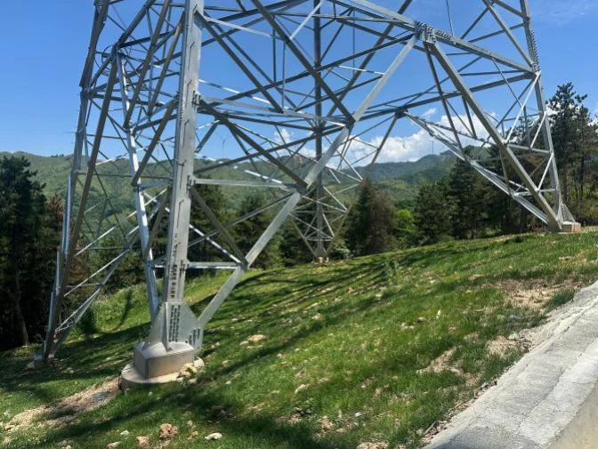 Tower steelwork and foundations along the UHVDC route