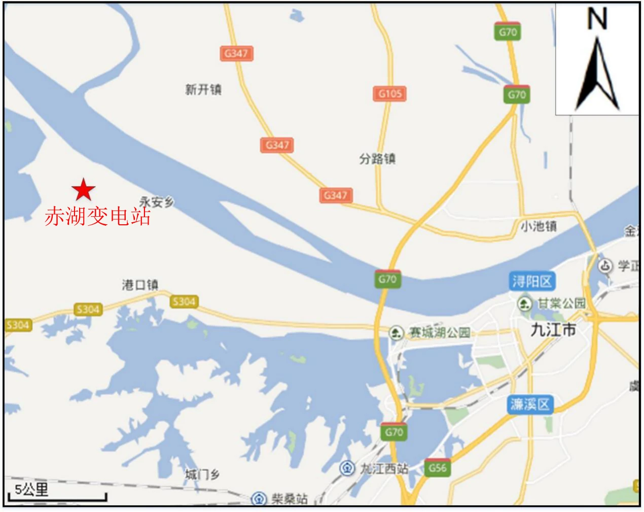 Chihu substation location in the Jiujiang area