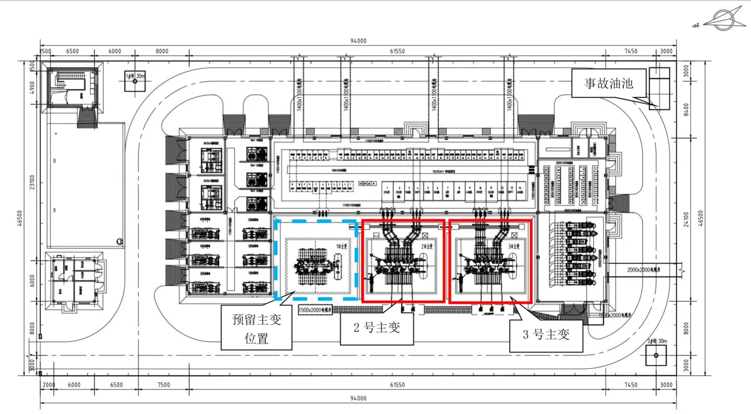 Station layout with No. 2 and No. 3 main transformers