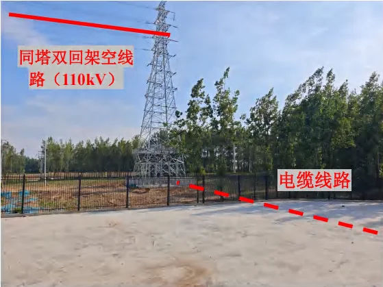 Cable-to-overhead transition on the 110 kV connection