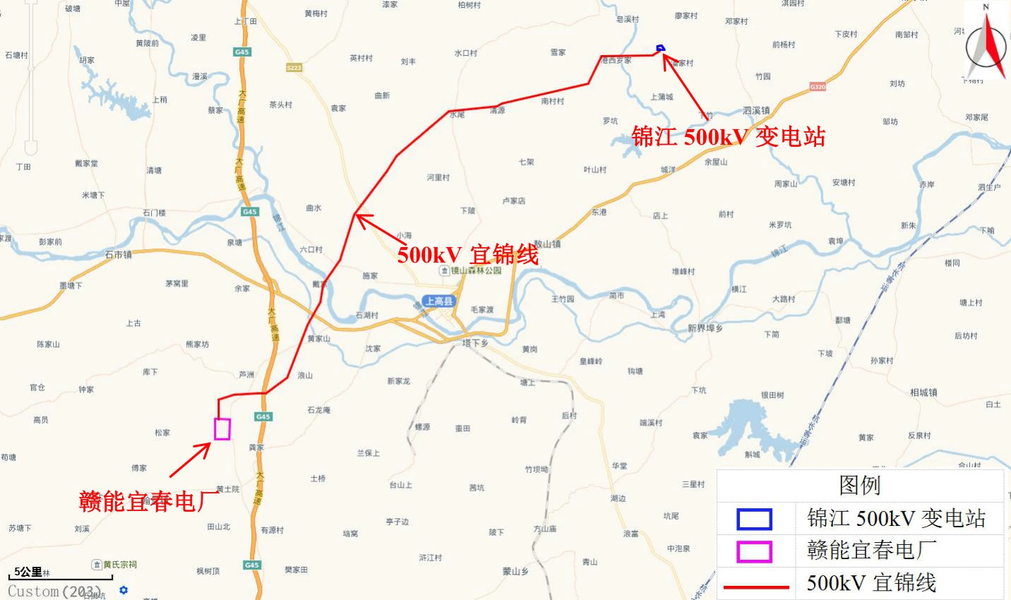 Yichun Power Plant to Jinjiang substation route overview