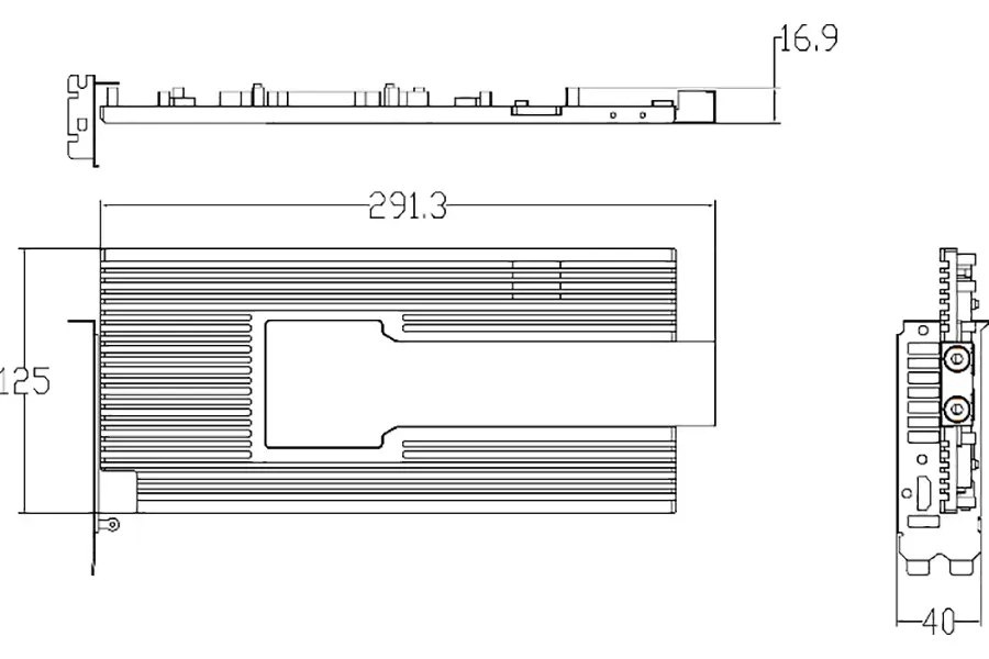 RTX 5090 GPU Liquid Cooling Block — dimension drawing