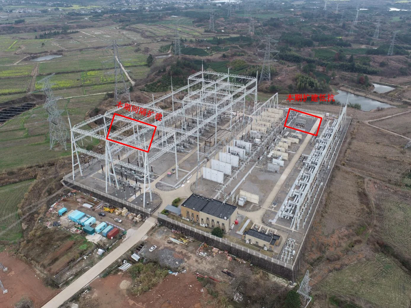 Xiajin substation and the new 500 kV outgoing-line bay